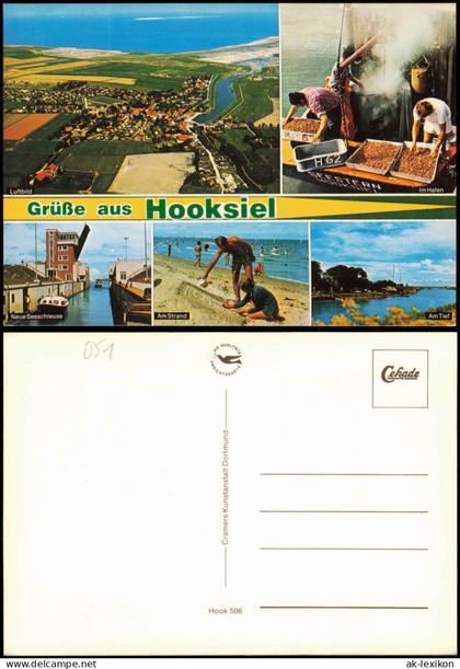 Hooksiel Wangerland Ortsansichten, Luftbild, Hafen Krabben-Kutter 1980