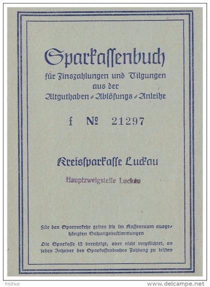 Sparbuch der Sparkasse Luckau , 1952 , Melitta Wiebusch , geb. Jahn , Bank !!!