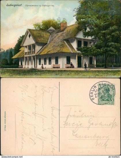 Ansichtskarte Ludwigslust Schweizerhaus im Schlossgarten 1906