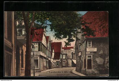 AK Lübbecke i. W., Langestrasse mit Gastwirtschaft Ausspann