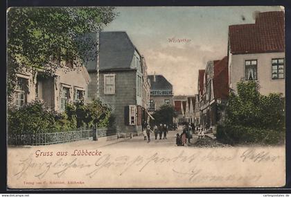 AK Lübbecke, Westertor mit Hotel-Ruehe