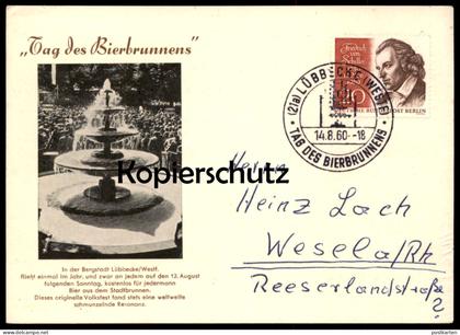 ÄLTERE POSTKARTE LÜBBECKE TAG DES BIERBRUNNENS VOLKSFEST 1960 BIER beer fountain fontaine Ansichtskarte AK postcard
