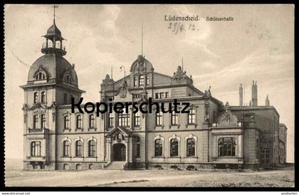 ALTE POSTKARTE LÜDENSCHEID SCHÜTZENHALLE 1912 AK Ansichtskarte cpa postcard Bahnpost-Stempel