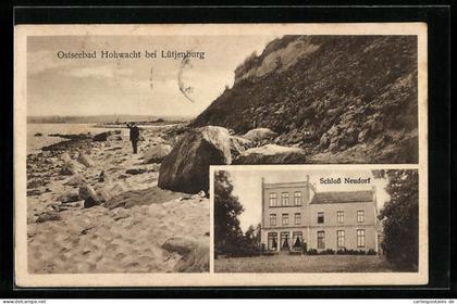 AK Hohwacht b. Lütjenburg, Ostseestrand und Schloss Neudorf