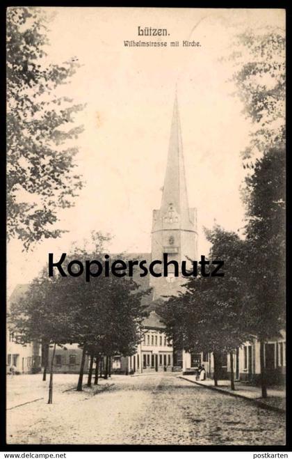 ALTE POSTKARTE LÜTZEN WILHELMSTRASSE MIT KIRCHE AK Ansichtskarte