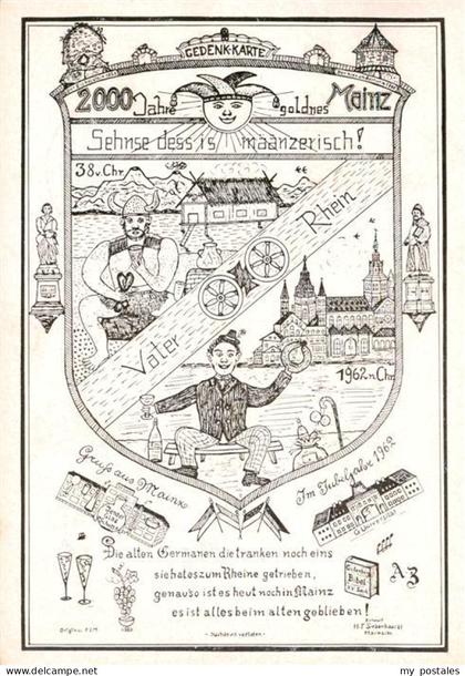 Mainz  Rhein Gedenkkarte 2000 Jahre goldnes Mainz