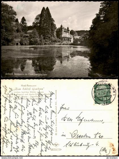 Ansichtskarte Gimborn-Marienheide Schloss - Fotokarte 1955