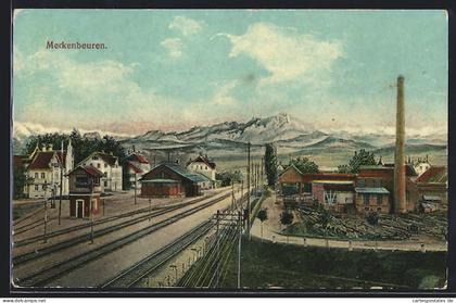 AK Meckenbeuren, Bahnhof, Fabrik
