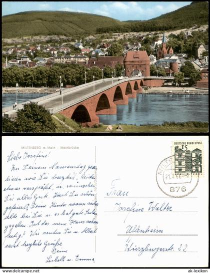 Miltenberg (Main) Stadtteilansicht Partie an der Main-Brücke 1966