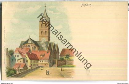 Minden - Marienkirche - Aquarell von A. Hindemann - Verlag Julius Bleck Minden - ca. 1895