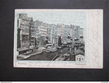 AK 1905 Hamburg Fleetpartie nach Nürnberg gesendet mit Ank. Stempel K1 Nürnberg 2 B.Z.