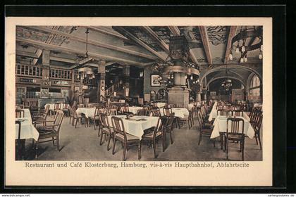 AK Hamburg, Innenansicht des Restaurants und Cafés Klosterburg