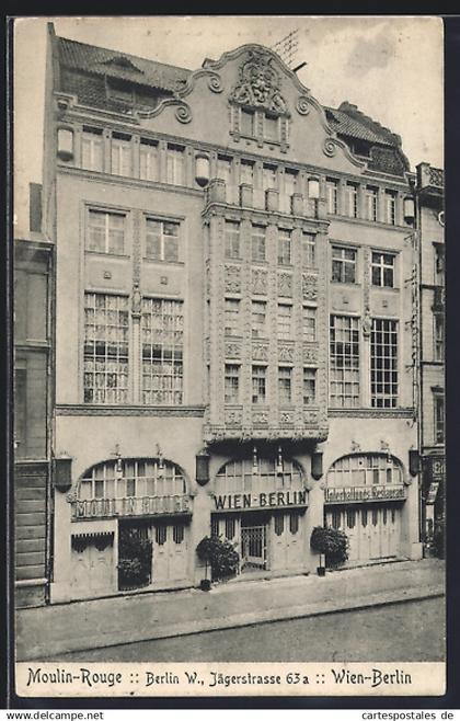 AK Berlin, Gasthaus Moulin Rouge Wien-Berlin, Jägerstrasse 63a