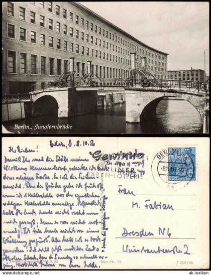 Ansichtskarte Mitte-Berlin Jungfernbrücke 1956