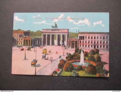 DR AK 1913 Berlin Pariserplatz mit Brandenburger Tor / Brillant No.36  Gitterstempel Berlin SW 19 nach Österreich Wien I