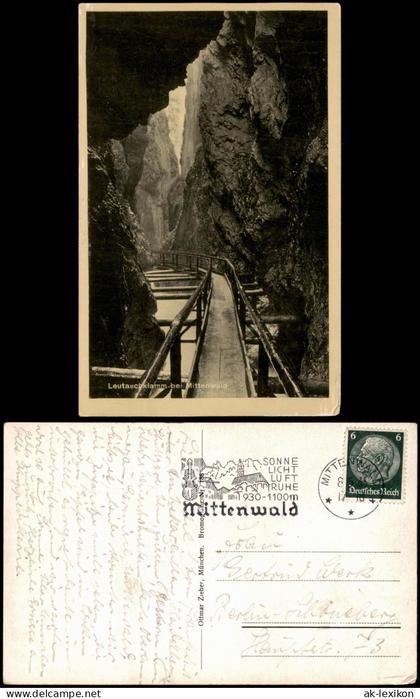 Ansichtskarte Mittenwald Leutaschklamm bei Mittenwald 1935
