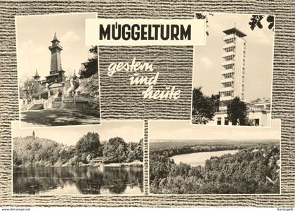 BERLIN Ost DDR 1964 5-geteilte AK " Der Müggelturm gestern und heute "