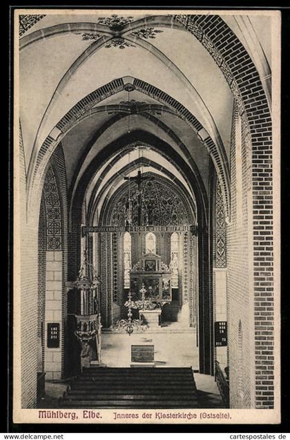 AK Mühlberg /Elbe, Inneres der Klosterkirche, Ostseite