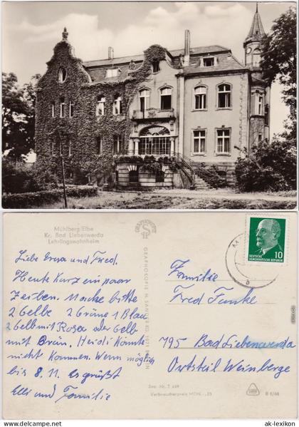 Foto Ansichtskarte Mühlberg Elbe Miłota Lehrlingswohnheim 1966