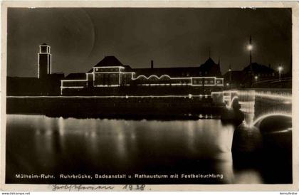 Mülheim Ruhr - Badeanstalt mit Festbeleuchtung