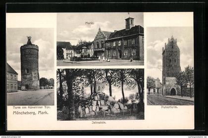 AK Müncheberg /Mark, Turm am Künstriner Tor, Jahnstein, Pulverturm