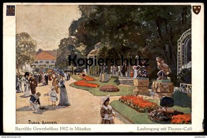 ALTE POSTKARTE MÜNCHEN BAYRISCHE GEWERBESCHAU 1912 Ausstellung Maler Claus Bergen F. Bruckmann Nr. 7 Exhibition postcard