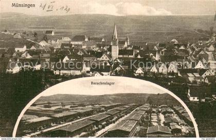Muensingen BW Ortsansicht mit Kirche Barackenlager