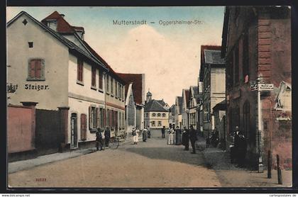 AK Mutterstadt, Oggersheimer Strasse mit Geschäftshaus Steiger