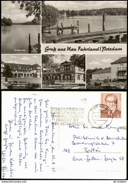 Neu Fahrland-Potsdam DDR Mehrbild-AK mit Jungfernsee, HO-Gaststätte uvm. 1975