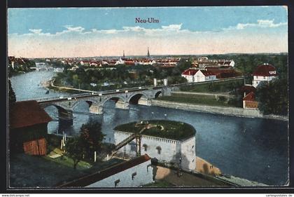 AK Neu-Ulm, Teilansicht mit Brücke