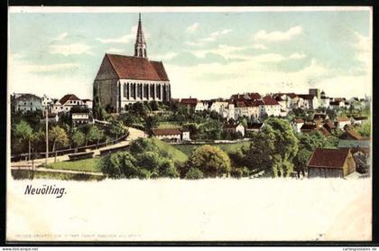 AK Neuötting, Teilansicht mit Kirche