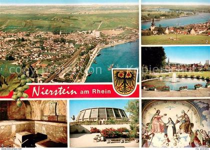Nierstein Rhein Fliegeraufnahme St Kilianskirche Gemeindepark Sironabad Rundspor