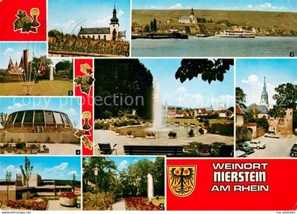 Nierstein Rhein Kirche Rhein Faehre Parkanlagen Sporthalle Schule Wasserspiele