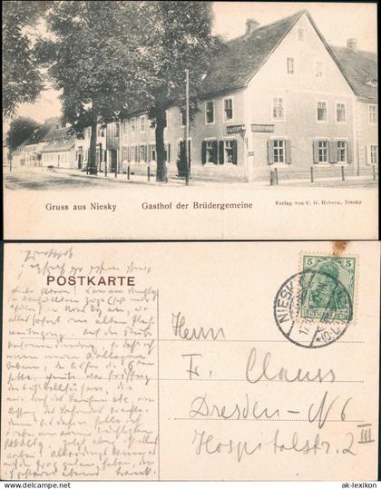 Ansichtskarte Niesky Niska Gasthof der Brüdergemeinde 1911