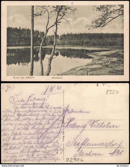 Ansichtskarte Niesky Oberlausitz Niska Waldteich 1914