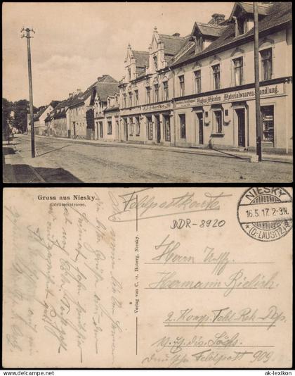 Niesky Oberlausitz Niska Görlitzerstrasse. Materialwarenhandlung 1917