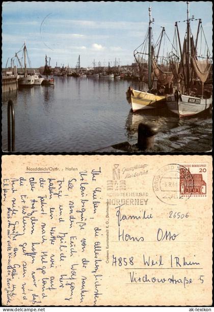 Ansichtskarte Norddeich-Norden Hafen Fischerei Bootsflotte 1966