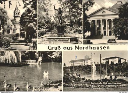 Nordhausen Thueringen Nordhausen Meyenburgmuseum Neptunbrunnen Theater Stadtpark