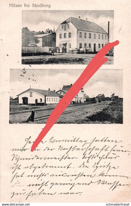 AK Hilsen fra Skodborg Schottburg Bahnhof Gasthof Togstation Kro a Haderslev Hadersleben Nordschleswig Danmark Dänemark