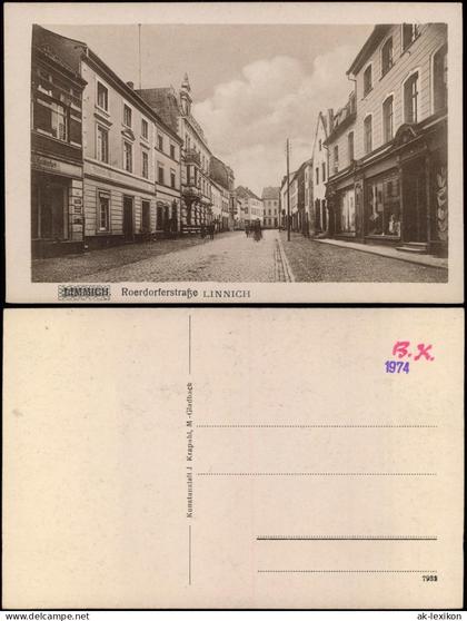 Ansichtskarte Linnich Roerdorferstraße Geschäfte 1918