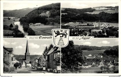 CPA Overath im Bergischen Land, Petersheim, Panorama, Hauptstraße, Kirche, Kinderheim, Blason