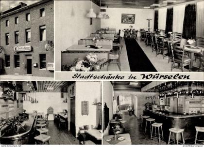 CPA Würselen Nordrhein Westfalen, Hotel Restaurant Stadtschänke, Außenansicht, Speisesaal