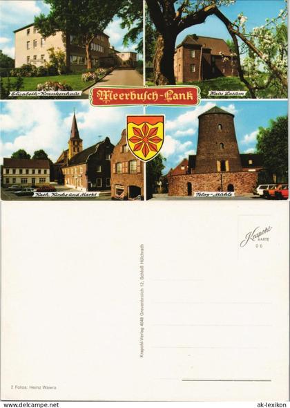 Meerbusch Mehrbild-AK OT Lank, Elisabeth-Krankenhaus Kath. Kirche und Markt 1970