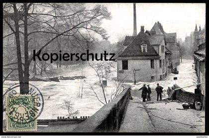 ALTE POSTKARTE NÜRNBERG ÜBERSCHWEMMUNG 05.02.1909 Agnesbrücke Flut Flood inondation an Schauspielerin Apollo Theater