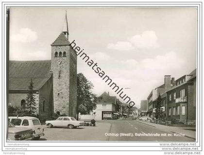 Ochtrup - Bahnhofstrasse - ev. Kirche - Foto-AK