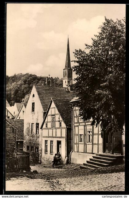 AK Oderberg /Mark, Fachwerkhäuser, Kirche