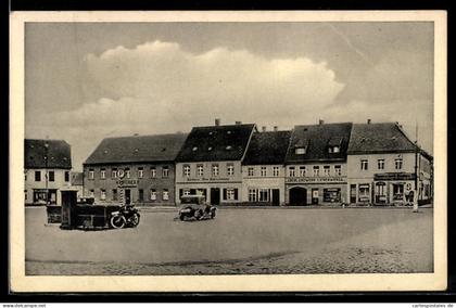 AK Ortrand, Partie am Altmarkt mit Autos und Bäckerei Albin Hanschmann
