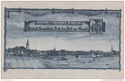 Litho AK Ortrand Zwischen Schlesien und Sachsenland grüsst der Ort am Rand bei Ruhland Thiendorf Grossenhain Schwepnitz