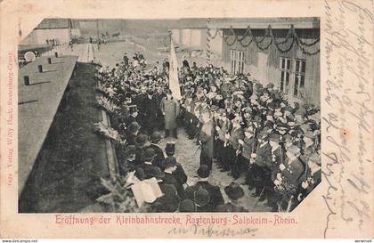 Eröffnung der Kleinbahnstrecke Rastenburg-Salpkeim-Rhein Ostpreussen AK 1907