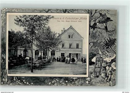 01728 O8213 Bannewitz 1908 Foto AK Gasthaus Eutschützer Mühle Zwerge Pil... - 13287669